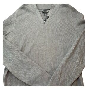 Banana Republic Mens Large Gray Quarter‎ Zip Sweater Supima Cotton Classic Soft